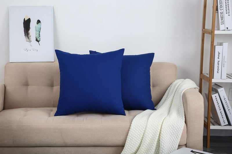 TangDepot أغطية وسائد قطنية صلبة من تانغ ديبوت، 16" × 16"، أزرق ملكي، 1 قطعة (عبوة من 1) - Image 5
